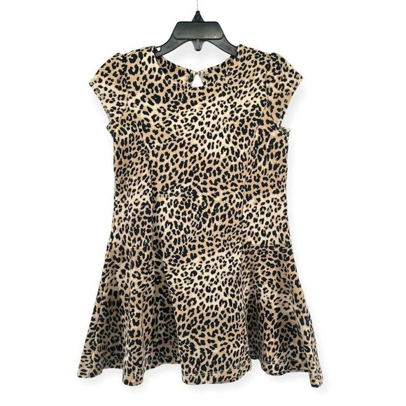 Gymboree Girl’s Leopard Print Drop Waist Knit Short Sleeve Dress Size 6 - Picture 1 of 14